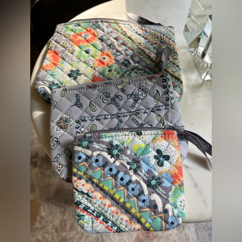 Vera Bradley Citrus Paisley Cotton Cosmetic Trio New Without Tags